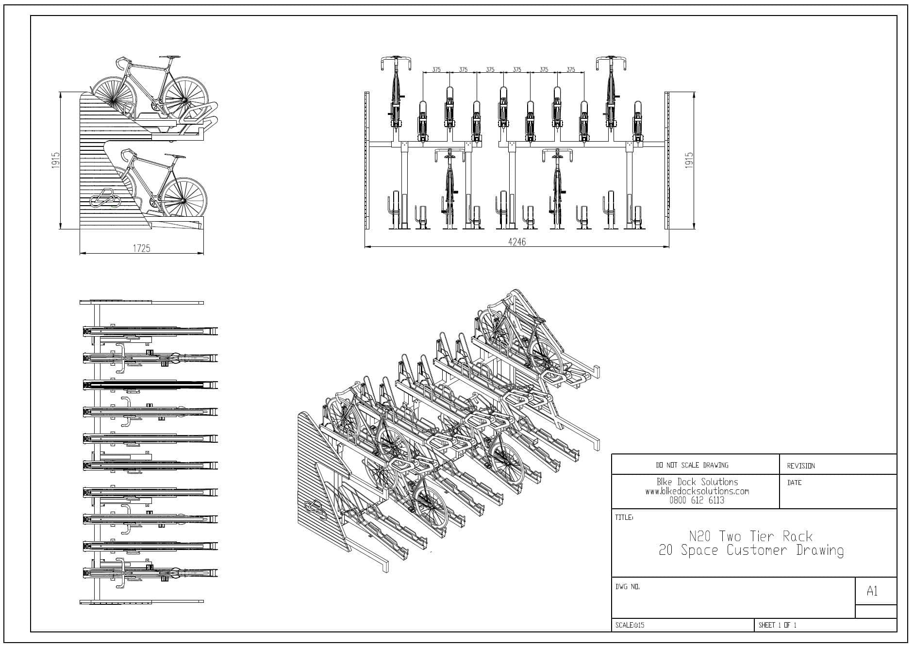 BikeSafe Two-Tier Bike Rack - technical specification