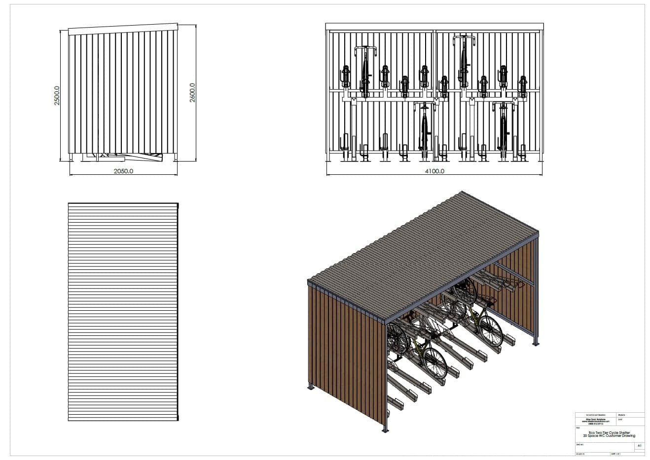 Eco Two Tier Cycle Shelter - technical specification