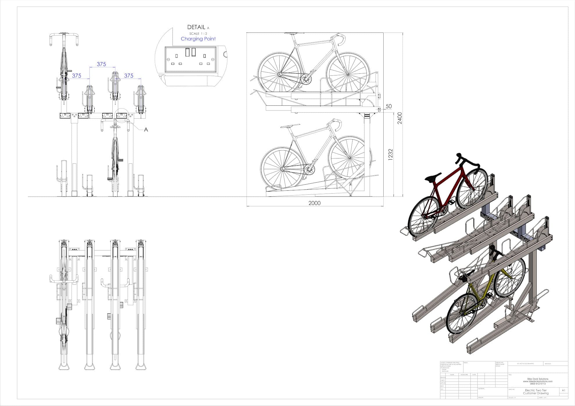 Electric Two-Tier Bike Rack - technical specification