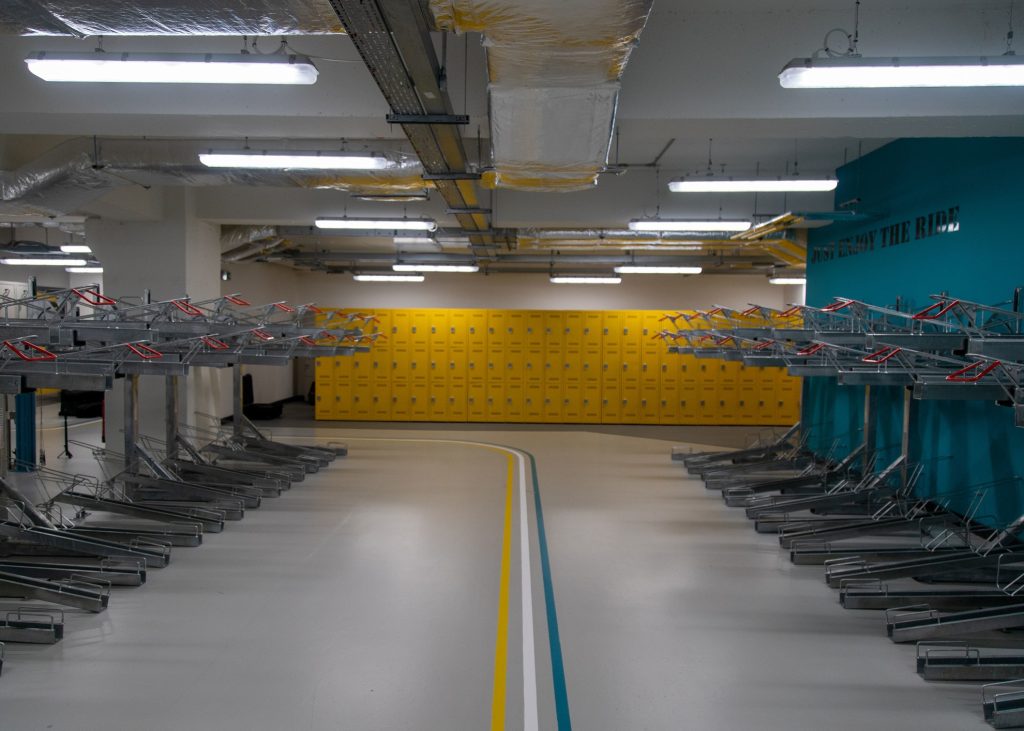 Two Tier Bike Racks in an End of Trip Facility