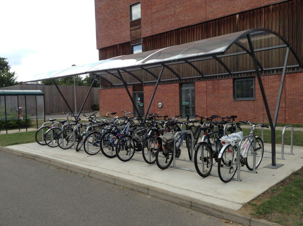 two tier bike storage racks outdoors