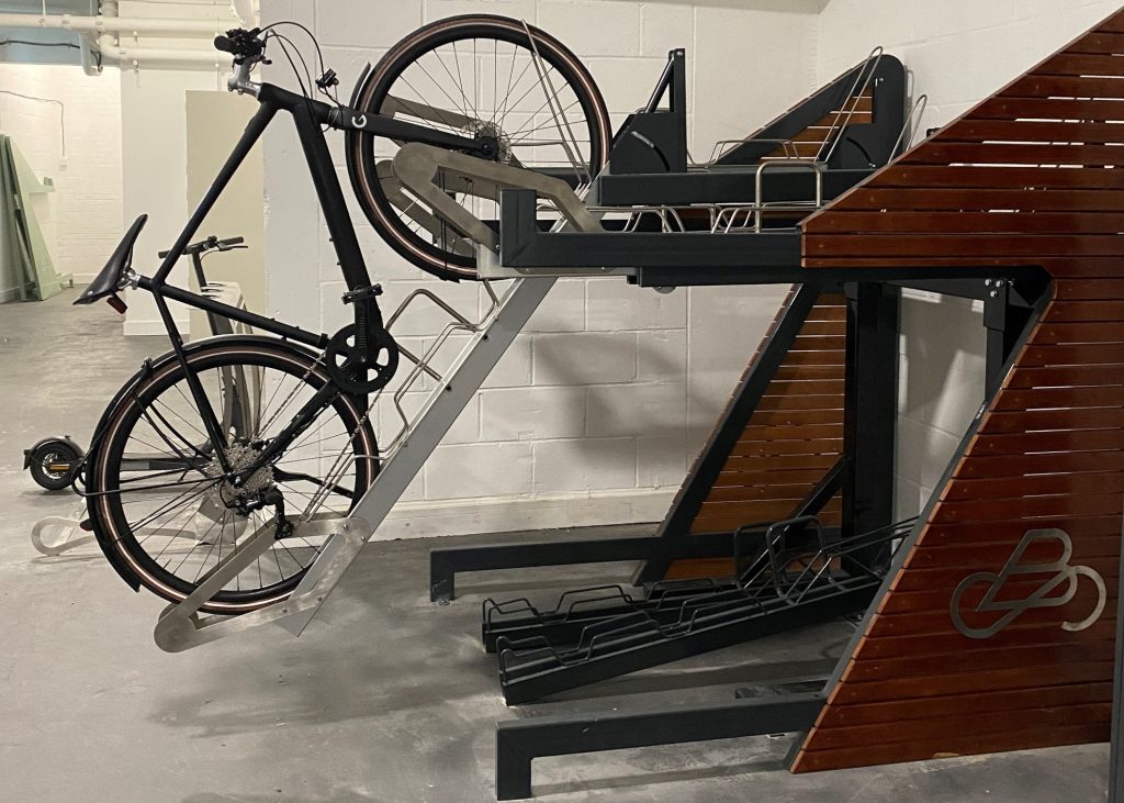 premium two-tier bike rack with timber